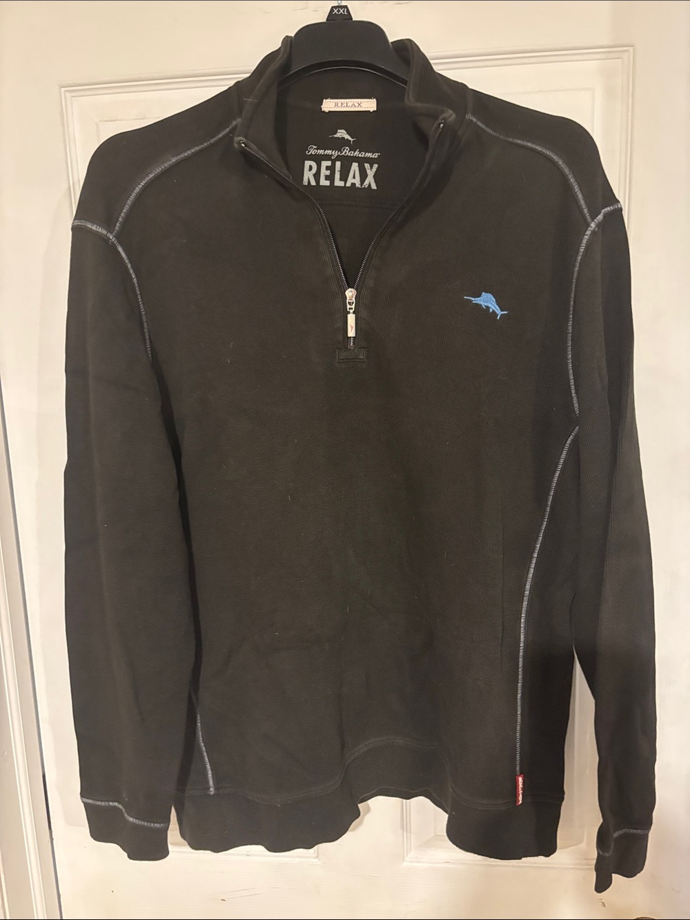 Tommy Bahama Black Half-Zip Pullover with Blue Logo
